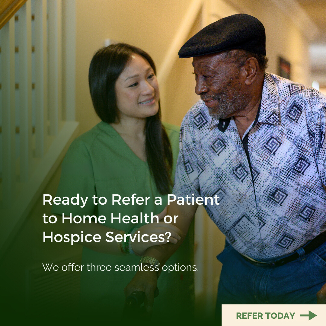 Home health clinician providing care